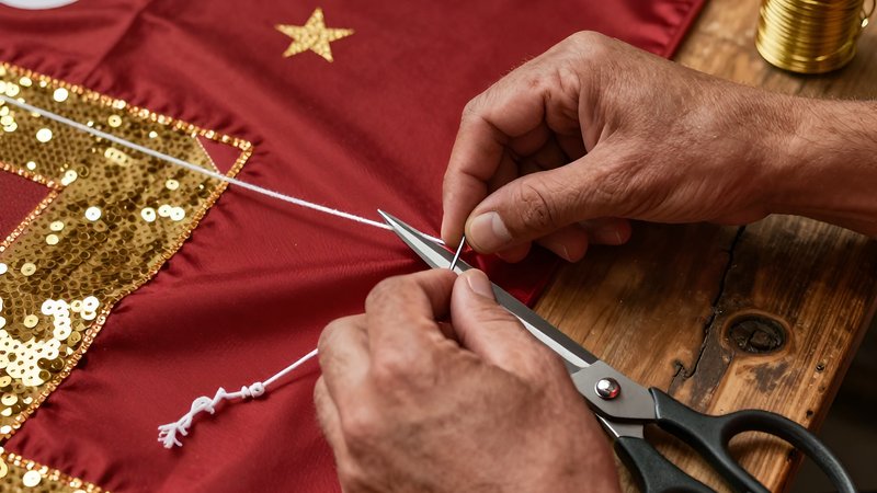 Руки болельщика шьют красный баннер, чтобы усилить СКА на трибунах в 2026 году